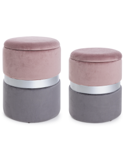 Pouf in Velluto rosa stile di design forma arrotondata ECAMBI