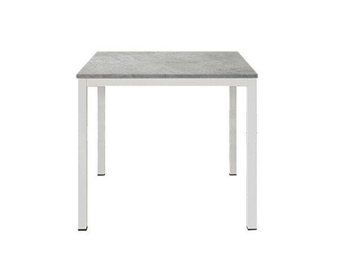 Tavolo RAVENNA in legno finitura grigio cemento e struttura in metallo bianco 80x80 cm