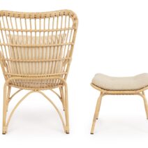 Poltrona lounge con poggiapiedi MAELA effetto rattan