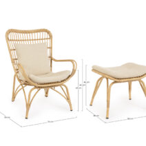 Poltrona lounge con poggiapiedi MAELA effetto rattan