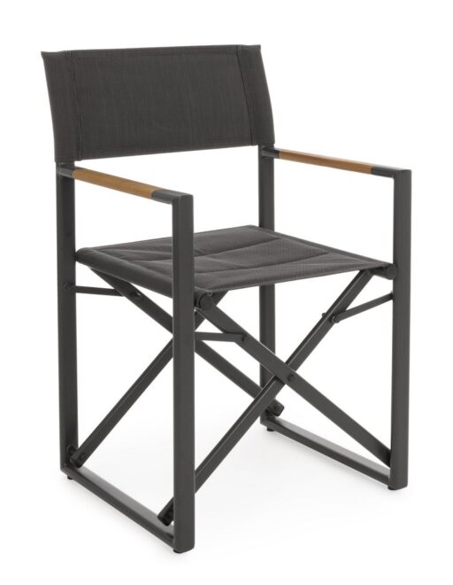 Set di sedie regista LAGUN in alluminio antracite e textilene grigio scuro, pieghevoli