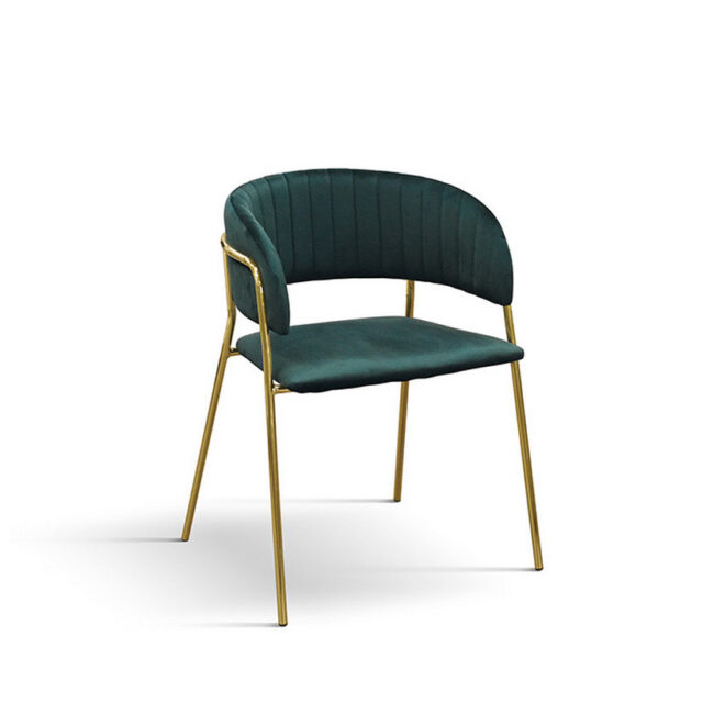 Set di sedie ORCHIES in tessuto effetto velluto verde e struttura in metallo color oro