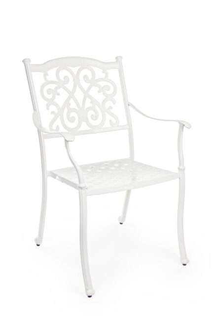 Set di 4 sedie con braccioli IVREA in alluminio bianco