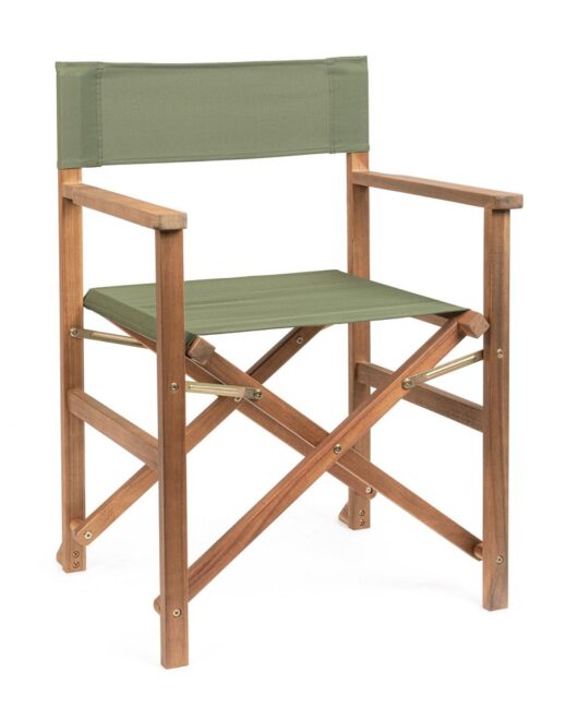 Set di 6 sedie regista NOEMI in legno di acacia e poliestere verde muschio, pieghevoli
