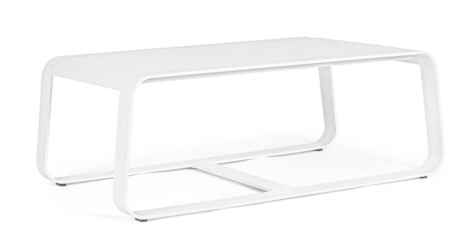 Tavolino da salotto MERRIGAN in alluminio bianco 105x62 cm