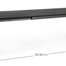 Tavolo allungabile KONNOR in alluminio antracite 200×110 cm - 300×110 cm