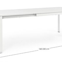 Tavolo allungabile KONNOR in alluminio bianco 160×100 cm - 240×100 cm