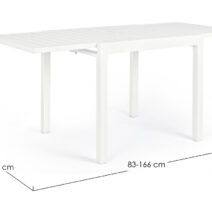 Tavolo allungabile PELAGIUS in alluminio bianco 83x80 cm - 166x80 cm