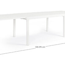 Tavolo allungabile PELAGIUS in alluminio bianco 135x90 cm - 270x90 cm