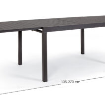 Tavolo allungabile PELAGIUS in alluminio antracite 135x90 cm - 270x90 cm