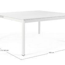 Tavolo allungabile KONNOR in alluminio bianco 160×110 cm - 160×160 cm