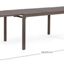 Tavolo allungabile PELAGIUS in alluminio caffè 135x90 cm - 270x90 cm