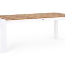 Tavolo allungabile CAMERON in alluminio bianco e legno teak 228x100 cm - 294x100 cm