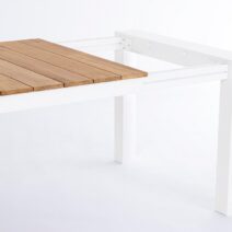 Tavolo allungabile CAMERON in alluminio bianco e legno teak 228x100 cm - 294x100 cm