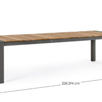 Tavolo allungabile CAMERON in alluminio antracite e legno teak 228x100 cm - 294x100 cm