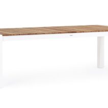 Tavolo allungabile CAMERON in alluminio bianco e legno teak 253x110 cm - 384x110 cm