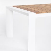 Tavolo allungabile CAMERON in alluminio bianco e legno teak 253x110 cm - 384x110 cm