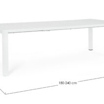 Tavolo allungabile KIPLIN in alluminio bianco 180×100 cm - 240×100 cm