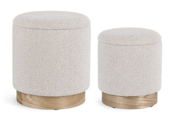 Set di 2 Pouf contenitore ZOYA grigio chiaro e legno di frassino