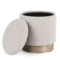 Set di 2 Pouf contenitore ZOYA grigio chiaro e legno di frassino