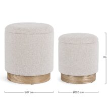 Set di 2 Pouf contenitore ZOYA grigio chiaro e legno di frassino