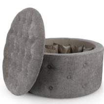 Pouf contenitore porta scarpe ERNESTINE in tessuto grigio scuro