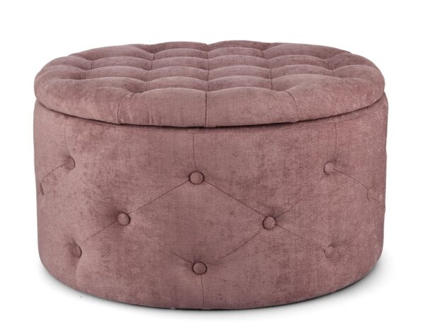 Pouf contenitore porta scarpe ERNESTINE in tessuto rosa scuro