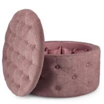 Pouf contenitore porta scarpe ERNESTINE in tessuto rosa scuro